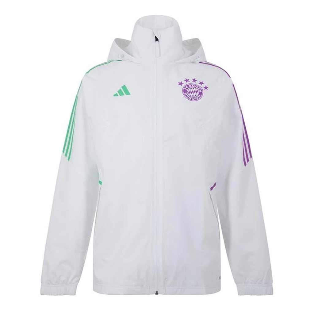 Adidas Originals Bayern Munich Rain Jacket 2023 2024 Adults - White
